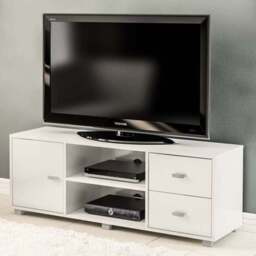 Covent Single Door 2 Drawer 2 Shelf White TV Unit - Size: 57 x 120 x 43cm - Birlea - Wilko - thumbnail 1