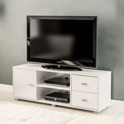 Covent Single Door 2 Drawer 2 Shelf White TV Unit - Size: 57 x 120 x 43cm - Birlea - Wilko - thumbnail 6
