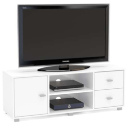 Covent Single Door 2 Drawer 2 Shelf White TV Unit - Size: 57 x 120 x 43cm - Birlea - Wilko - thumbnail 4