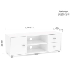 Covent Single Door 2 Drawer 2 Shelf White TV Unit - Size: 57 x 120 x 43cm - Birlea - Wilko - thumbnail 7