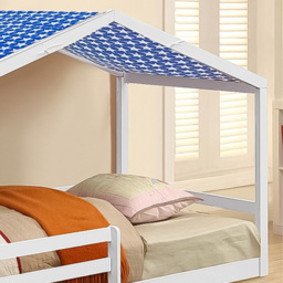 Brooklyn Single White Wooden House Style Bed with Blue Tent - Wilko - thumbnail 3