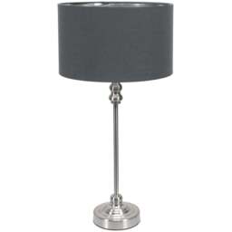 ValueLights Maggie Chrome Candlestick LED Table Lamp with Charcoal and Chrome Lamp Shade - Size: 50 x 25 x 25cm - Silver - Wilko - thumbnail 1