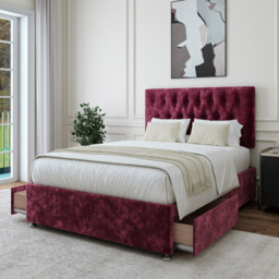 Bedmaster Single Aubergine Chenille 2 Drawer Divan Base - Purple - Wilko - thumbnail 3