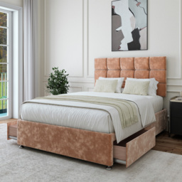 Bedmaster Single Mink Chenille 2 Drawer Divan Base with Pearl Headboard - Cream - Wilko - thumbnail 3