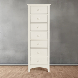 Julian Bowen Cameo 7 Drawer Solid Pine Narrow Chest of Drawers - White - Wilko - thumbnail 1