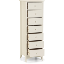 Julian Bowen Cameo 7 Drawer Solid Pine Narrow Chest of Drawers - White - Wilko - thumbnail 4