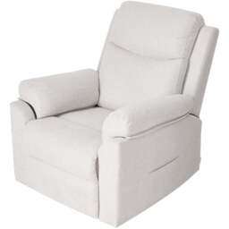 Living and Home Beige White Chenille Push Back Recliner Armchair with Footrest - Size: 102 x 75 x 150cm - Wilko - thumbnail 3