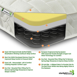 Starlight Beds Deluxe Single White Memory Foam with Spring Mattress - Wilko - thumbnail 6