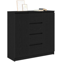 vidaXL 2 Door 4 Drawer Black Wooden Sideboard - Size: 98.5 x 100.5 x 35cm - Wilko - thumbnail 5
