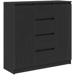 vidaXL 2 Door 4 Drawer Black Wooden Sideboard - Size: 98.5 x 100.5 x 35cm - Wilko - thumbnail 3