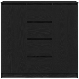 vidaXL 2 Door 4 Drawer Black Wooden Sideboard - Size: 98.5 x 100.5 x 35cm - Wilko - thumbnail 4