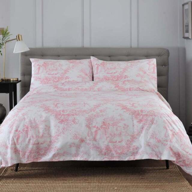 The Lyndon Company 2021 Toile De Jouy King Size Pink Duvet Cover - Wilko - image 1
