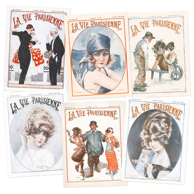Artery8 Vintage French Magazine Cover Wall Art Print 30 x 41cm 6 Pack - Size: 40.5 x 30.5 x 0.3cm - Multi - Wilko - image 1