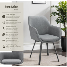 tectake Alicon Set of 4 Anthracite Dining Chair - Grey - Wilko - thumbnail 7