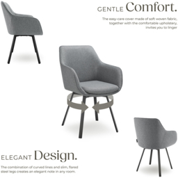 tectake Alicon Set of 4 Anthracite Dining Chair - Grey - Wilko - thumbnail 4
