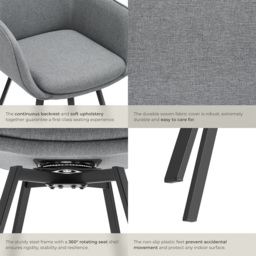 tectake Alicon Set of 4 Anthracite Dining Chair - Grey - Wilko - thumbnail 6