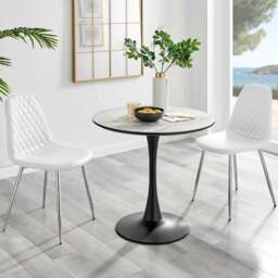 Furniturebox Elissa Solara Marble Effect 2 Seater Round Dining Set White and Chrome - Wilko - thumbnail 1