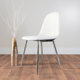 Furniturebox Elissa Solara Marble Effect 2 Seater Round Dining Set White and Chrome - Wilko - thumbnail 4