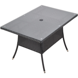 Living and Home Garden Rattan Rectangular Table with Tempered Glass Top - Size: 72 x 120 x 80cm - Black - Wilko - thumbnail 3