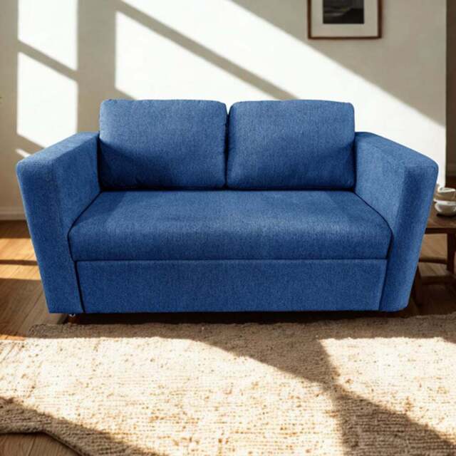 DS Living Brenta 2 Seater Navy Blue Woven Fabric Slide Out Sofa Bed with Storage - Wilko - image 1
