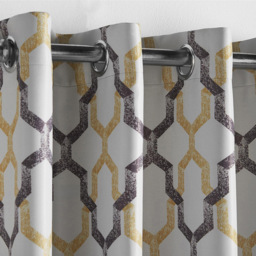 Alan Symonds George Ochre Ring Top Eyelet Curtains 168 x 229cm - Size: W 168 x D 229cm - Wilko - thumbnail 4