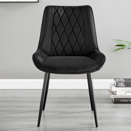 Furniturebox Lucia Cesano 6 Seater Dining Set Black Gloss - Wilko - thumbnail 4