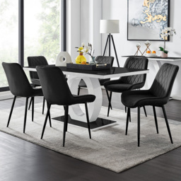Furniturebox Lucia Cesano 6 Seater Dining Set Black Gloss - Wilko - thumbnail 1