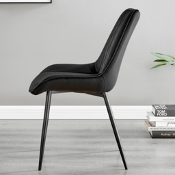 Furniturebox Lucia Cesano 6 Seater Dining Set Black Gloss - Wilko - thumbnail 5