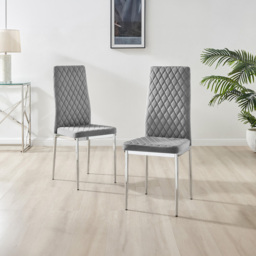 Furniturebox Arona Valera 4 Seater Round Dining Set Grey and Chrome - Wilko - thumbnail 4