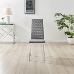 Furniturebox Arona Valera 4 Seater Round Dining Set Grey and Chrome - Wilko - thumbnail 6