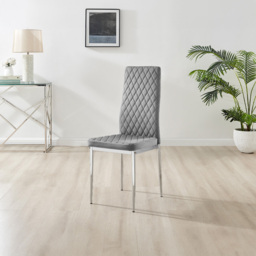 Furniturebox Arona Valera 4 Seater Round Dining Set Grey and Chrome - Wilko - thumbnail 5