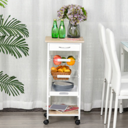 HOMCOM White Kitchen Cart - Size: 37 x 37 x 82cm - Wilko - thumbnail 3