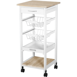HOMCOM White Kitchen Cart - Size: 37 x 37 x 82cm - Wilko