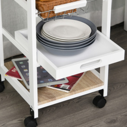 HOMCOM White Kitchen Cart - Size: 37 x 37 x 82cm - Wilko - thumbnail 4