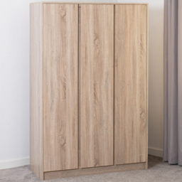 Seconique Malvern 3 Door Sonoma Oak Wardrobe - Brown - Wilko - thumbnail 1