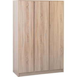 Seconique Malvern 3 Door Sonoma Oak Wardrobe - Brown - Wilko - thumbnail 3