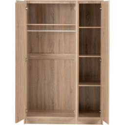 Seconique Malvern 3 Door Sonoma Oak Wardrobe - Brown - Wilko - thumbnail 5