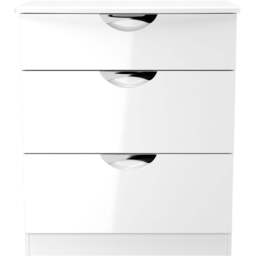 Crowndale Camden 3 Drawer White Gloss and White Deep Chest of Drawers Ready Assembled - White Gloss & White - Wilko - thumbnail 3