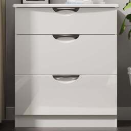 Crowndale Camden 3 Drawer White Gloss and White Deep Chest of Drawers Ready Assembled - White Gloss & White - Wilko - thumbnail 1