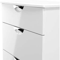 Crowndale Camden 3 Drawer White Gloss and White Deep Chest of Drawers Ready Assembled - White Gloss & White - Wilko - thumbnail 6