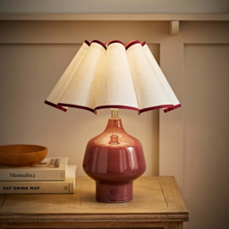 ValueLights Jamie Scallop Trim Shade Burgundy Glazed Ceramic Table Lamp with Bulb - Size: 42 x 36 x 36cm - Wilko - thumbnail 7