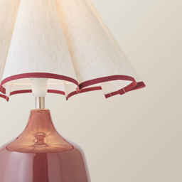 ValueLights Jamie Scallop Trim Shade Burgundy Glazed Ceramic Table Lamp with Bulb - Size: 42 x 36 x 36cm - Wilko - thumbnail 4