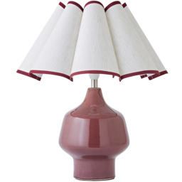 ValueLights Jamie Scallop Trim Shade Burgundy Glazed Ceramic Table Lamp with Bulb - Size: 42 x 36 x 36cm - Wilko