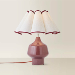 ValueLights Jamie Scallop Trim Shade Burgundy Glazed Ceramic Table Lamp with Bulb - Size: 42 x 36 x 36cm - Wilko - thumbnail 6