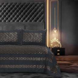 Velosso Sephora Black and Gold Bedspread Set 235 x 235cm - Size: King - Wilko - thumbnail 3