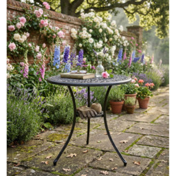 Centurion Positano 2 Seater Black Round Garden Bistro Table with Parasol Hole - Wilko - thumbnail 4