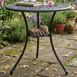 Centurion Positano 2 Seater Black Round Garden Bistro Table with Parasol Hole - Wilko
