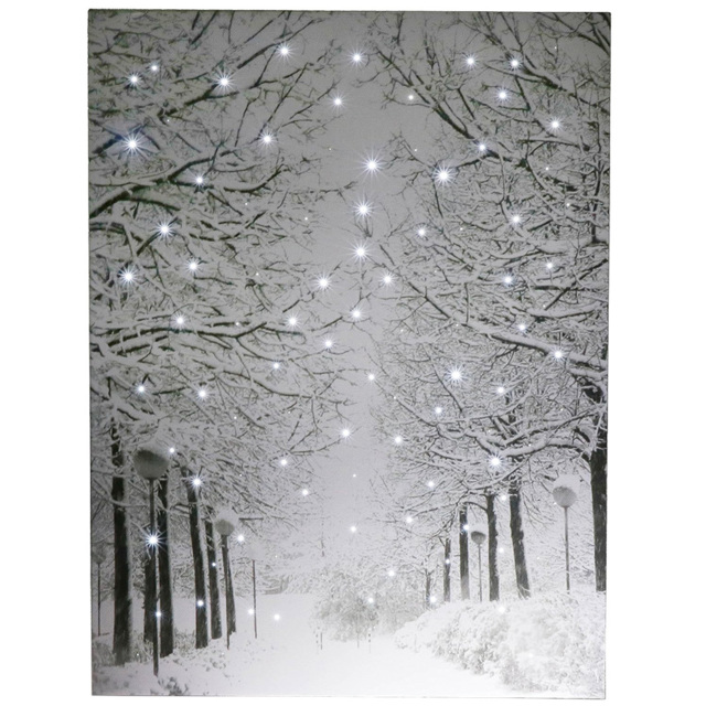 Samuel Alexander Winter Avenue Christmas Light Up Wall Art 30 x 40cm - Size: 40 x 30 x 30cm - Silver - Wilko - image 1