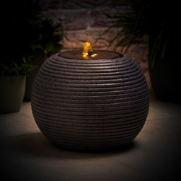 ValueLights Round Ribbed Cascading Water Fountain Feature Solar Powered Outdoor Garden Light - Size: 24.5 x 31 x 31cm - Grey - Wilko - thumbnail 3