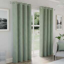 Enhanced Living Austin Green Thermal Blackout Eyelet Curtains 117 x 137cm - Wilko
